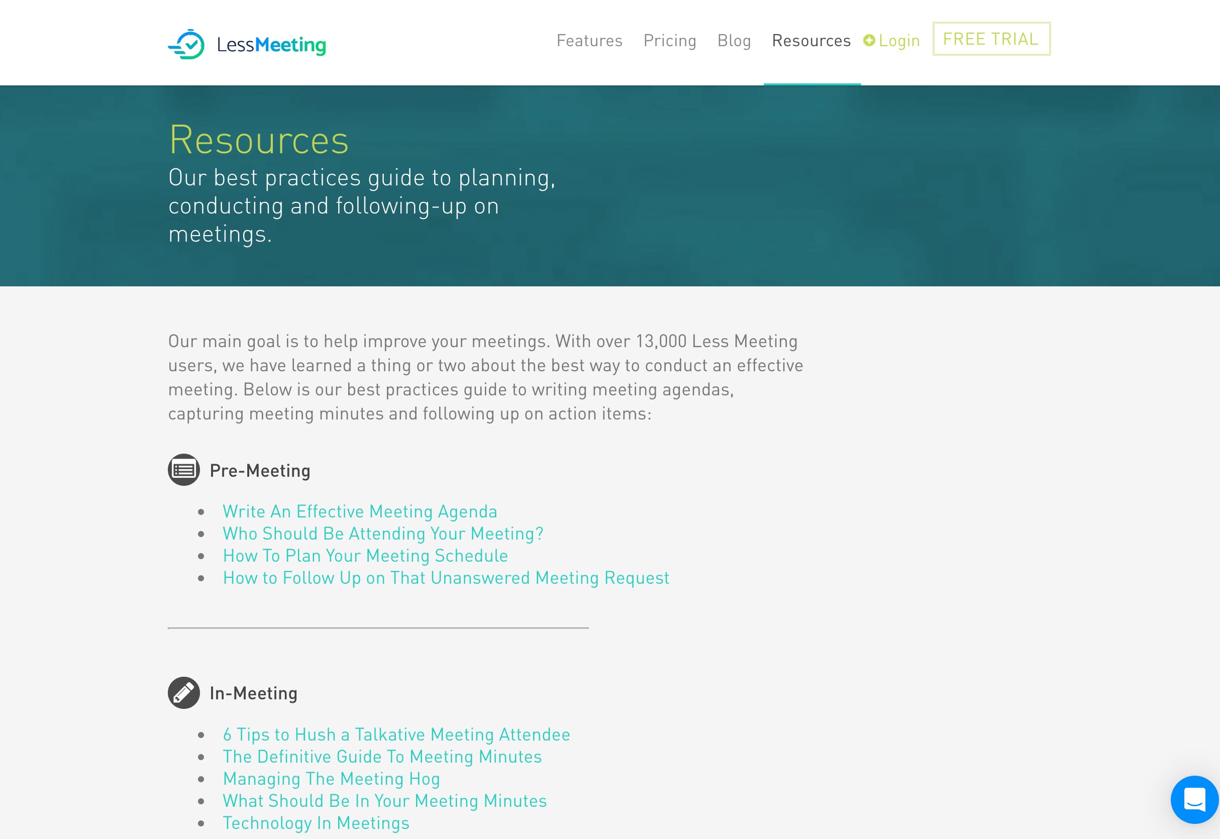 LessMeeting Main Page